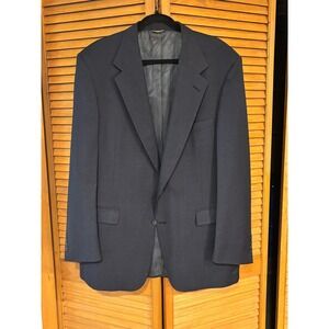 Stafford Executive Navy Blue Wool Blazer Mens 44R Sport Coat Academic Preppy